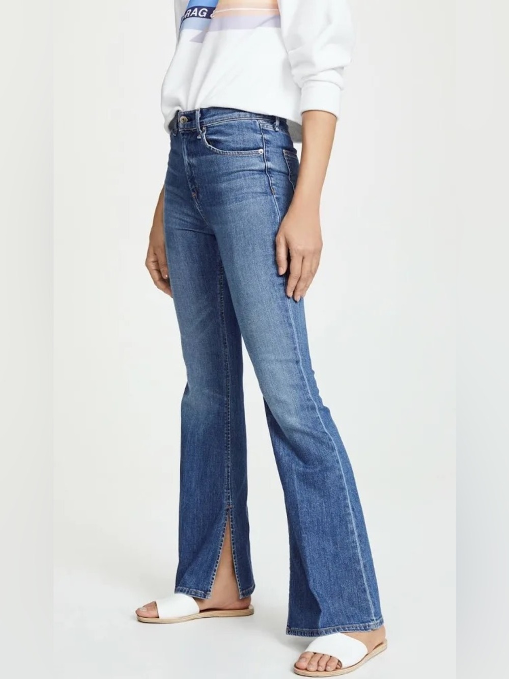 Rag & Bone Jeans Womens Bella - High Rise - Flare Slit - Raw Hem - Size 26 - Picture 1 of 10